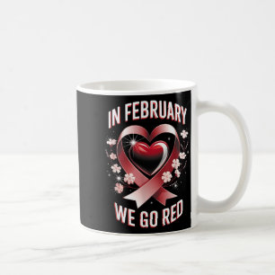 Wir gehen im Februar Rot für das Bewusstsein für H Kaffeetasse