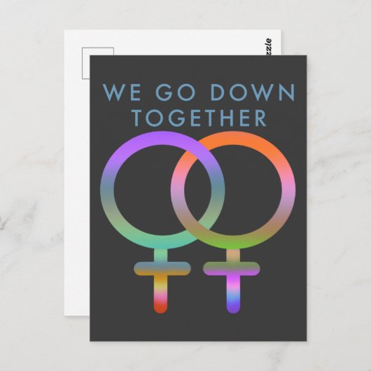 Wir gehen zusammen mit den weiblichen Symbolen auf Postkarte (Vorne/Hinten)