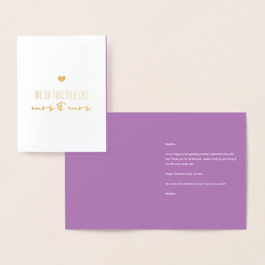 Wir gehen zusammen wie Frau & Frau Valentine's Day Folienkarte (Anzeige)