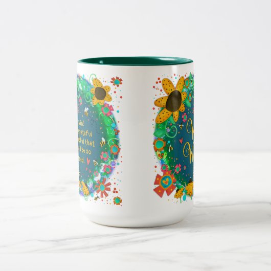 Wir gewinnen Hübschen Blumenstrauß gesegnet Zitat Zweifarbige Tasse (Mittel)