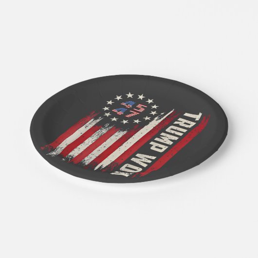 Wir gewinnen TRUMP INAUGURATION American Flag Pappteller (Schrägansicht)