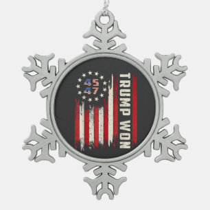 Wir gewinnen TRUMP INAUGURATION American Flag Schneeflocken Zinn-Ornament