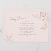 Wir Girls Blush & Gold Floral Baby Dusche Einladung (Vorne/Hinten)
