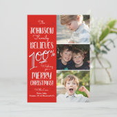 Wir glauben, 100% Urlaubsfotokarte Dankeskarte (Stehend Vorderseite)