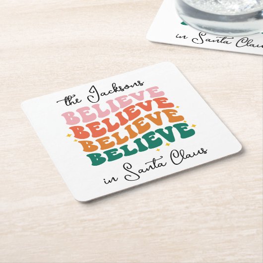 Wir glauben an Weihnachts-Retro des Weihnachtsmann Rechteckiger Pappuntersetzer (angewinkelt)