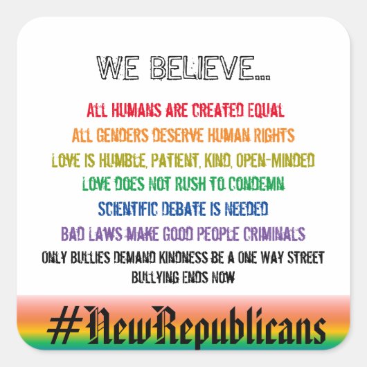 Wir glauben, dass ich quadratischer aufkleber (Vorderseite)