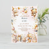 Wir glauben früh, königliche Teddy Bär Kindergebur Einladung (Stehend Vorderseite)