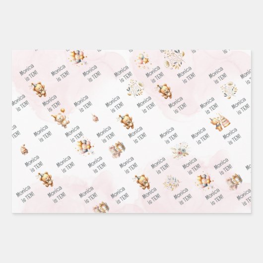 Wir glauben früh, königliche Teddy Bär Kindergebur Geschenkpapier Set (Vorderseite 3)