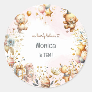 Wir glauben früh, königliche Teddy Bär Kindergebur Runder Aufkleber