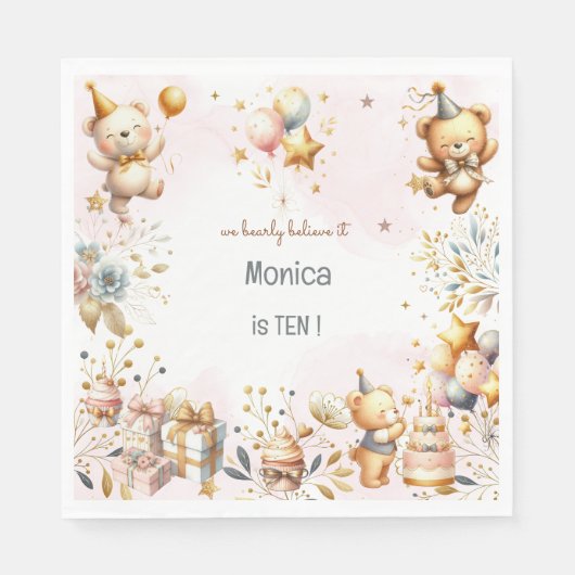 Wir glauben früh, königliche Teddy Bär Kindergebur Serviette (Vorderseite)