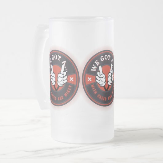 WIR GOT A  MATTGLAS BIERGLAS (Vorderseite Links)