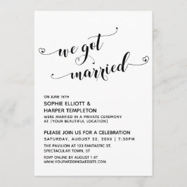 Wir Got nur Verheiratet Hearts Typografie Empfang Einladung