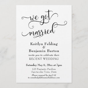 Wir Got nur Verheiratete Typografie-Hochzeitsempfe Einladung