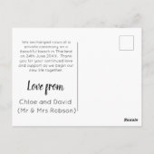 Wir got verheiratet! Ankündigung der Ehe Postkarte (Rückseite)