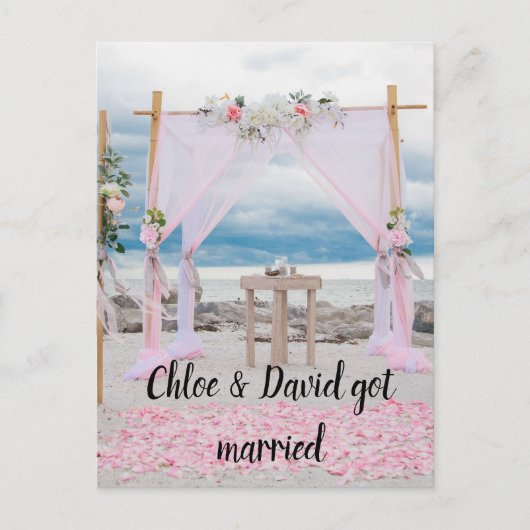 Wir got verheiratet! Ankündigung der Ehe Postkarte (Vorderseite)