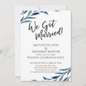 "Wir Got Verheiratet!" Blaue Blätter nur für Empfa Einladung (Vorderseite)