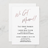 Wir Got Verheiratet! Einfache Rose Gold Elegante E Einladung (Vorne/Hinten)