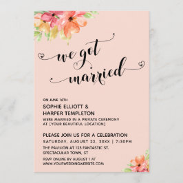 Wir Got Verheiratet Hearts Script Blush Florals Einladung