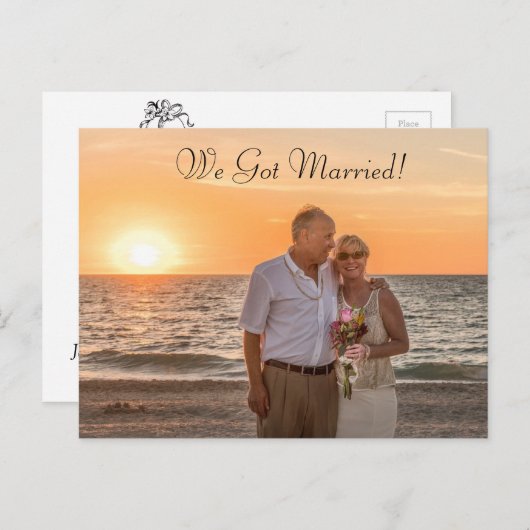 Wir Got Verheiratet" Hochzeiten oder Elopement Ank Ankündigungspostkarte (Vorne/Hinten)