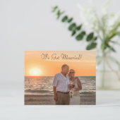 Wir Got Verheiratet" Hochzeiten oder Elopement Ank Ankündigungspostkarte (Stehend Vorderseite)