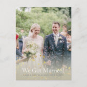"Wir Got Verheiratet" Hochzeitsankündigung Postkar Ankündigungspostkarte (Vorderseite)