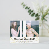 "Wir Got Verheiratet" Hochzeitsankündigung Postkar Ankündigungspostkarte (Stehend Vorderseite)