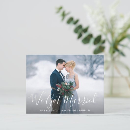 WIR GOT VERHEIRATET | Hochzeitserklärung Postkarte (Stehend Vorderseite)