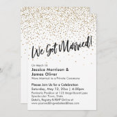 Wir Got Verheiratet! Imitate Gold Glitzer Confetti Einladung (Vorne/Hinten)
