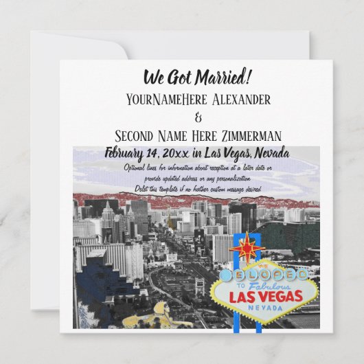 Wir Got Verheiratet Las Vegas Wedding Foto Einladung (Vorderseite)