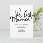 "Wir Got Verheiratet!" Lässige Script-Hochzeitsemp Einladung (Stehend Vorderseite)