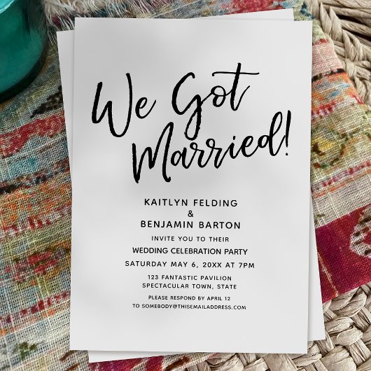 "Wir Got Verheiratet!" Lässige Script-Hochzeitsemp Einladung