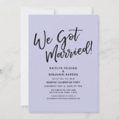 Wir Got Verheiratet! Lässiger Simple Lavender Empf Einladung (Vorderseite)