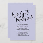Wir Got Verheiratet! Lässiger Simple Lavender Empf Einladung (Vorne/Hinten)