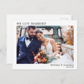 Wir Got Verheiratet modern Minimalistisch einfach Postkarte (Vorne/Hinten)