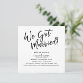 "Wir Got Verheiratet!" Moderne Script Hochzeitsemp Einladung (Stehend Vorderseite)