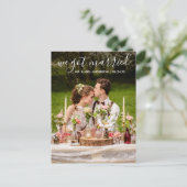Wir Got Verheiratet modernes, trendy Script-Foto Postkarte (Stehend Vorderseite)