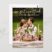 Wir Got Verheiratet modernes, trendy Script-Foto Postkarte (Vorne/Hinten)