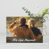 Wir Got Verheiratet! Post Wedding Party Custom Fot Einladung (Stehend Vorderseite)