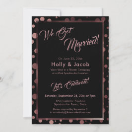Wir Got Verheiratet! Rose Gold Confetti Bubbles & Einladung