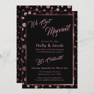 Wir Got Verheiratet! Rose Gold Confetti Bubbles &  Einladung