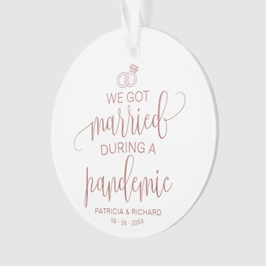 Wir Got Verheiratet während einer Pandemie Elegant Ornament (Vorderseite)