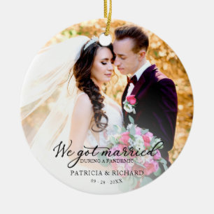 Wir Got Verheiratet während einer Pandemie Foto Ch Keramik Ornament
