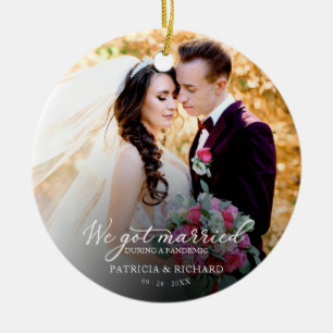 Wir Got Verheiratet während einer Pandemie Foto El Keramik Ornament