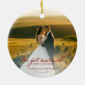 Wir Got Verheiratet während eines Pandemie-Fotos W Keramik Ornament (Hinten)