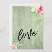 Wir Got Verheiratete Aquarellfarben-Blume und Grün Einladung (Rückseite)