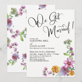 Wir Got Verheiratete Aquarellfarben Wildblumen Emp Einladung