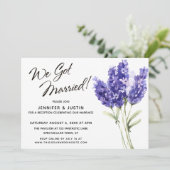 Wir Got Verheiratete Aquarelllavender-Blume Einladung (Stehend Vorderseite)
