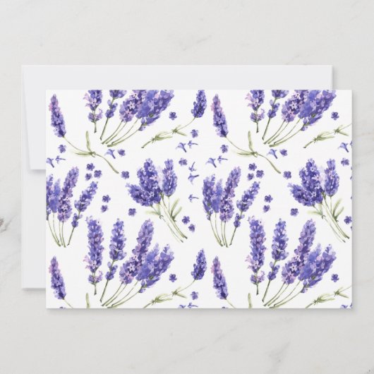 Wir Got Verheiratete Aquarelllavender-Blume Einladung (Rückseite)