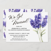 Wir Got Verheiratete Aquarelllavender-Blume Einladung (Vorne/Hinten)