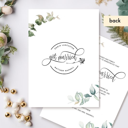 Wir got Verheiratete, blättrige Grünpflanzen Verhe Ankündigung